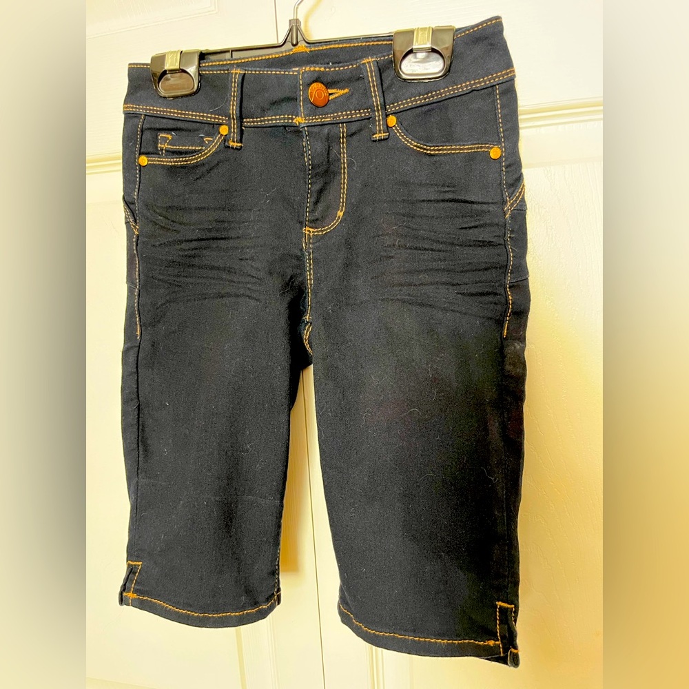 Long denim shorts, size 0